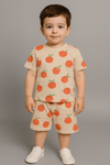 Orange Fruit Print Kids' T-Shirt & Shorts Set – Cotton Jersey