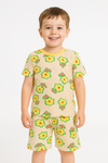 Yellow Flower Print Kids' T-Shirt & Shorts Set – Cotton Jersey
