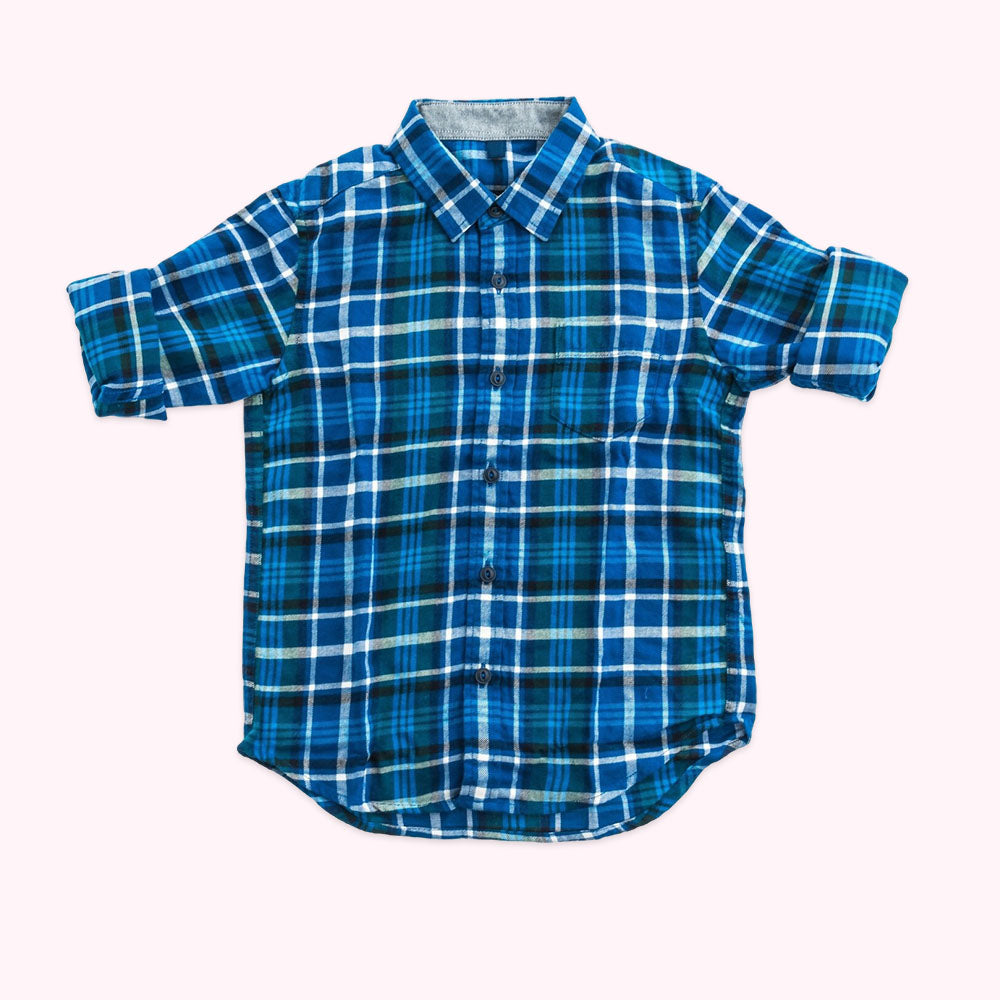 Blue Plaid Button Shirt