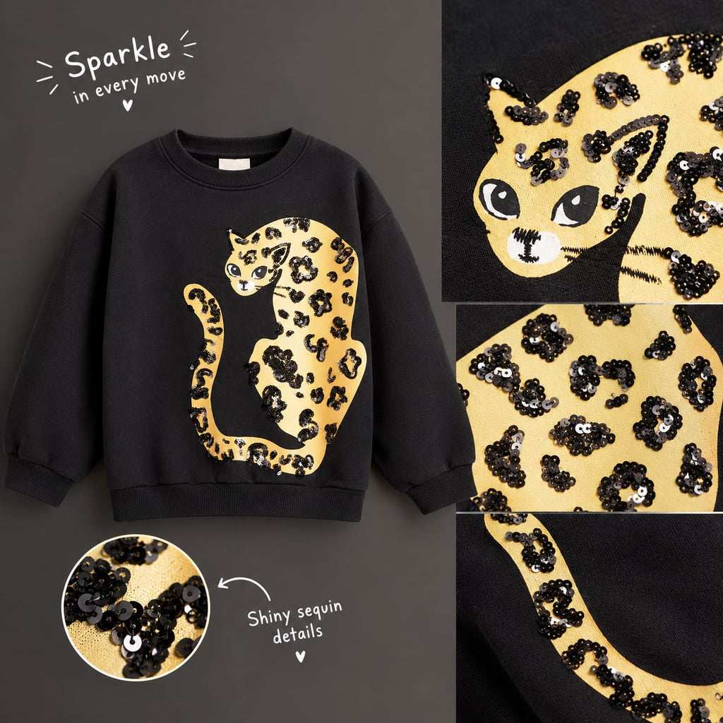 EMBELLISHED LEAPORD SWEATSHIRT
